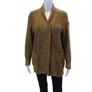 Pharaoh Womens Long Sleeves Cardigan Sweater Brown Cotton Size One Size